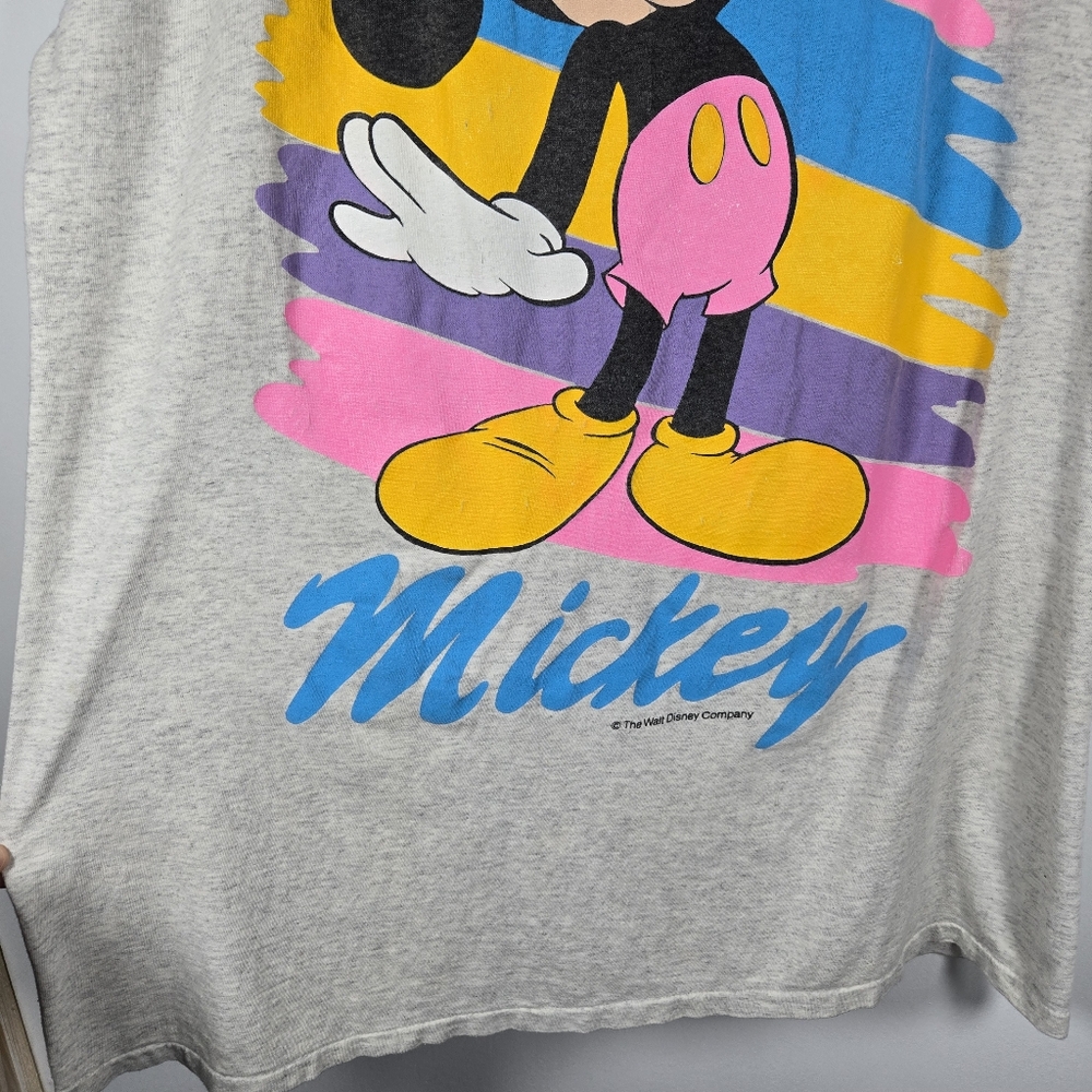 Vintage 90s Disney Mickey Mouse Single Stitch Cotton Sleep T-Shirt One Size USA - Picture 4 of 14